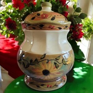 Vtg CERTIFIED INTERNATIONAL Margaret Le Van Design SUNFLOWER Large Canister Jar